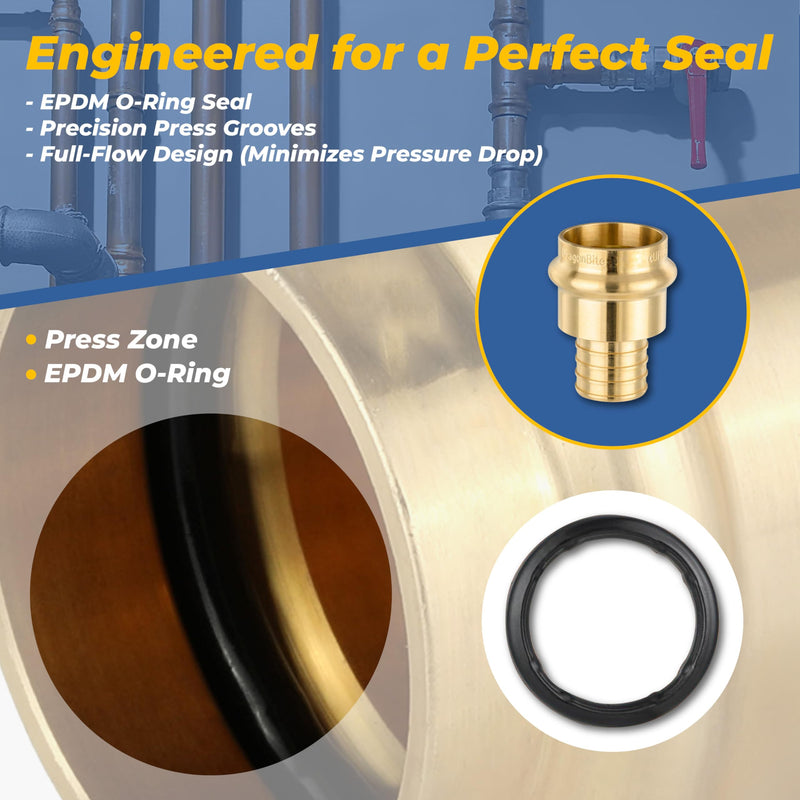 5PACK GUOFIS 1/2"Copper Press to 3/4"PEX Coupling Adapter(PRESS193-5) 5 1/2" Press X 3/4" PEX