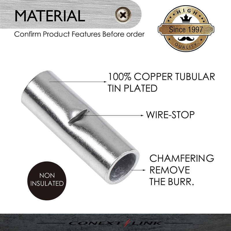 Conext Link BCU8-8 Uninsulated Butt Connector 8 Pack (8 Gauge) （17027） 8 Gauge