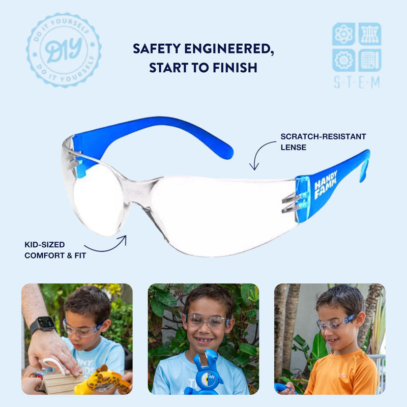Handy Famm Kids Tape Measure 3 Piece Starter Tool Set – Real Giraffe Hammer, Bird Measuring Tape & Safety Glasses - STEM DIY Tools, Educational Gift for Boys & Girls Ages 5+ 3 Piece Tool Box