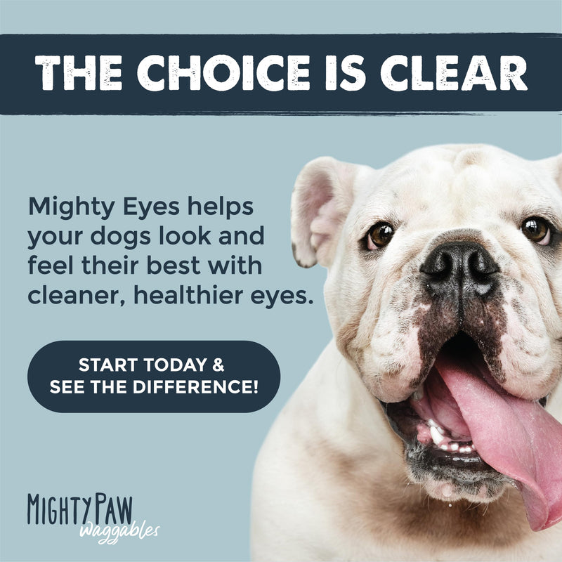 Mighty Paw Waggables Eyes (Made in USA) | Tear Stain Chews for Dogs. Vision and Tear Stain Support Eye Supplements for Dogs. Lutein Dog Tear Stain Supplement. Lubricates Eyes, Immune Support (120 Ct) - PawsPlanet Australia