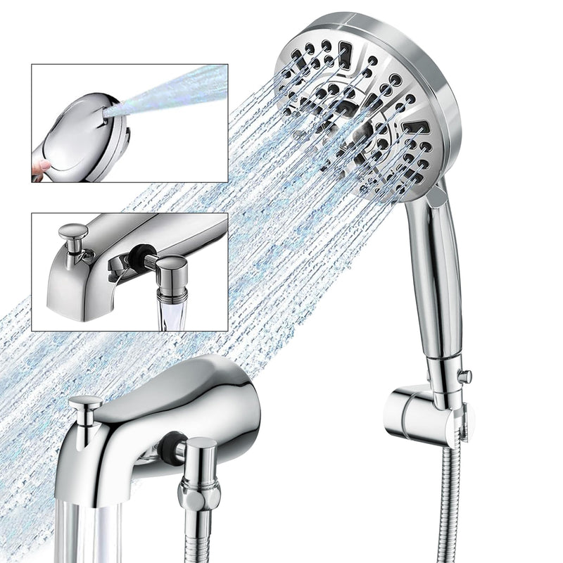 Tub Spout with Diverter, Chrome High Pressure 10 Mode Handheld Shower Sprayer, Bathtub Faucet with Sprayer