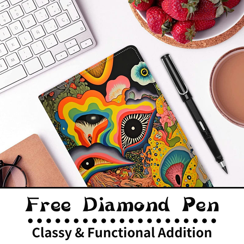 Server Book for Waitress with Everlasting Pencil, Money Pocket Leather Wallet Booklet, Guest Check Receipt Holder Presenters, Waiter Accessories Fit Server Apron, Trippy Eye