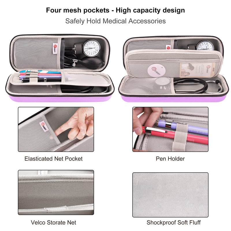 Stethoscope Carrying Case, Hard Stethoscope Case Compatible for 3M Littmann Classic III, Cardiology IV Diagnostic, MDF Acoustica Stethoscopes and Other Nurse Accessories (Purple) Polyester_Purple