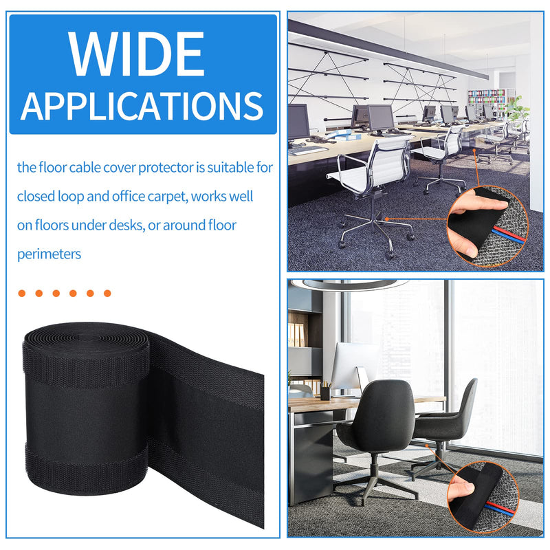 WILLBOND Carpet Cord Cover Cable Grip Floor Cover Cable Protector Management Only for Commercial Office Carpet(Black,39.37 ft) 39.37 ft Black