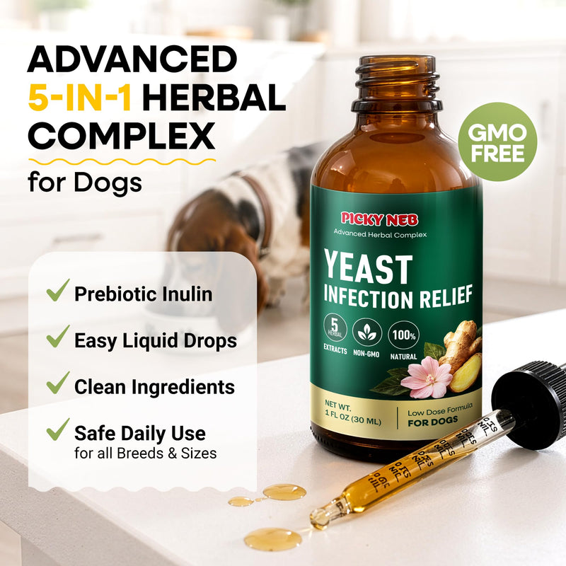 Yeast Infection Treatment for Dogs - Reduces Irritation & Relieves Itching - Supports Health Skin, Ears, Paws - (1oz)