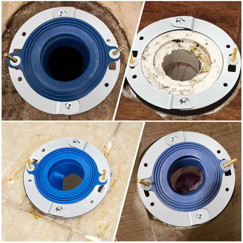 2 Piece Toilet Flange Repair Kit, Toilet Flange Repair Ring with 1/4" x 2-1/4" Closet Bolts, Stainless Steel Split Ring for Cast Iron, PVC or ABS