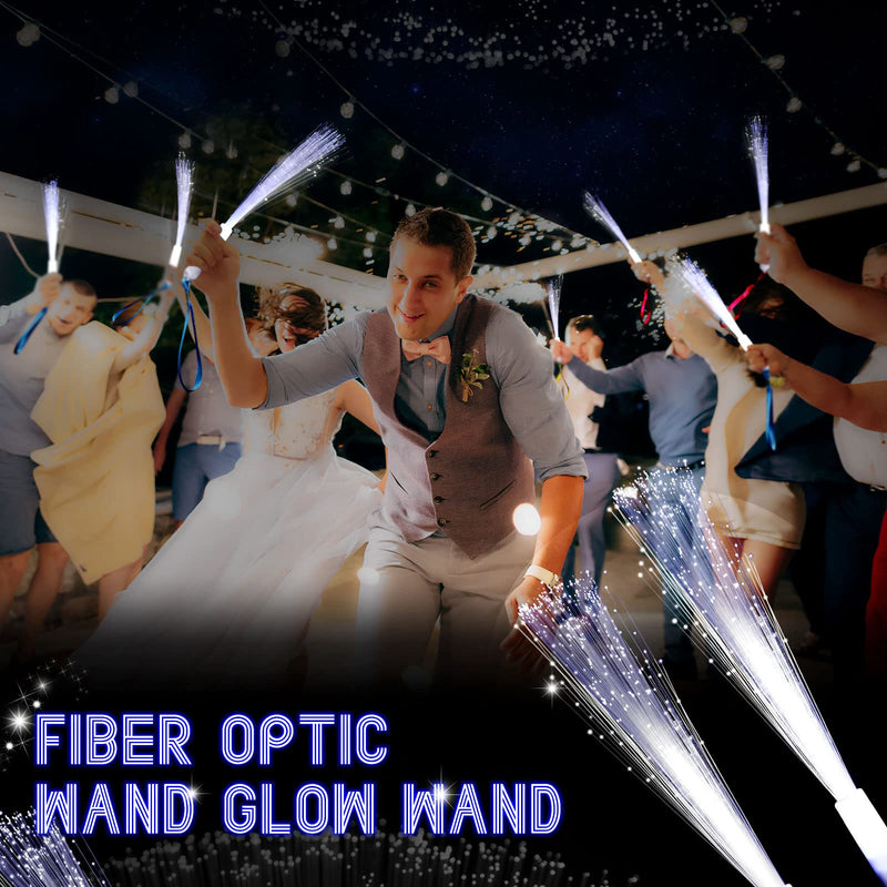 Jecery 24 Pieces White Fiber Optic Wands Glow Sticks LED Light up Wedding Wand with 3 Modes Flashing Sparklers for Wedding Bridal Shower Birthday Glow in the Dark Party Favors Supplies