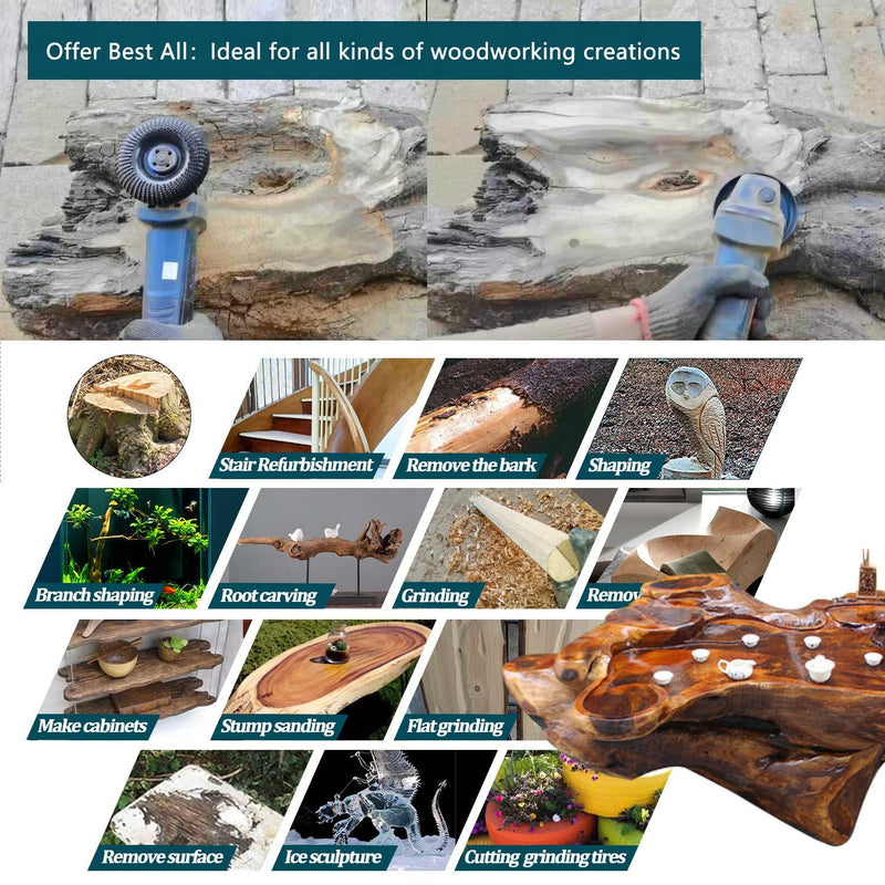 OBA Wood Carving Disc for Angle Grinder 4 1/2 Inch, Wood Shaping Grinding Wheel with 7/8” Arbor 4.5 Inch
