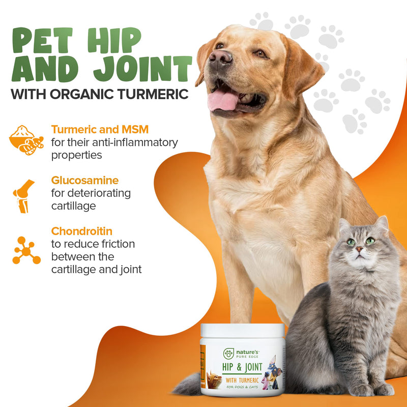 Powerful PET Hip & Joint - with Organic Turmeric - Natural Ingredients - Triple Strength - Chondroitin - Glucosamine - MSM - Organic Sea Coral Calcium. Extra Large 170 Grams. - PawsPlanet Australia