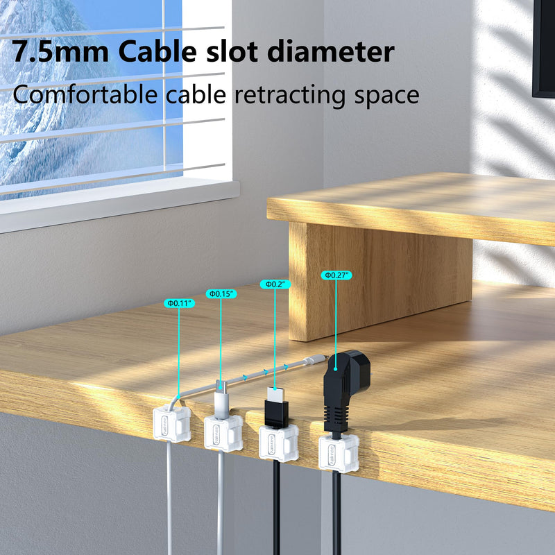 6 Pack Magnetic Cable Clips [Cable Smooth Adjustable] Cord Holder,Under Desk Cable Management,Kailfee Adhesive Wire Holder Keeper Organizer for Home | Office | Car | Desk | Nightstand | Strong Magnet 6 pc white