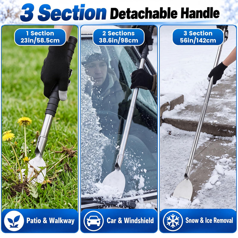 Frienda 56'' Stainless Steel Floor Scraper Tool with Detachable Long Handle