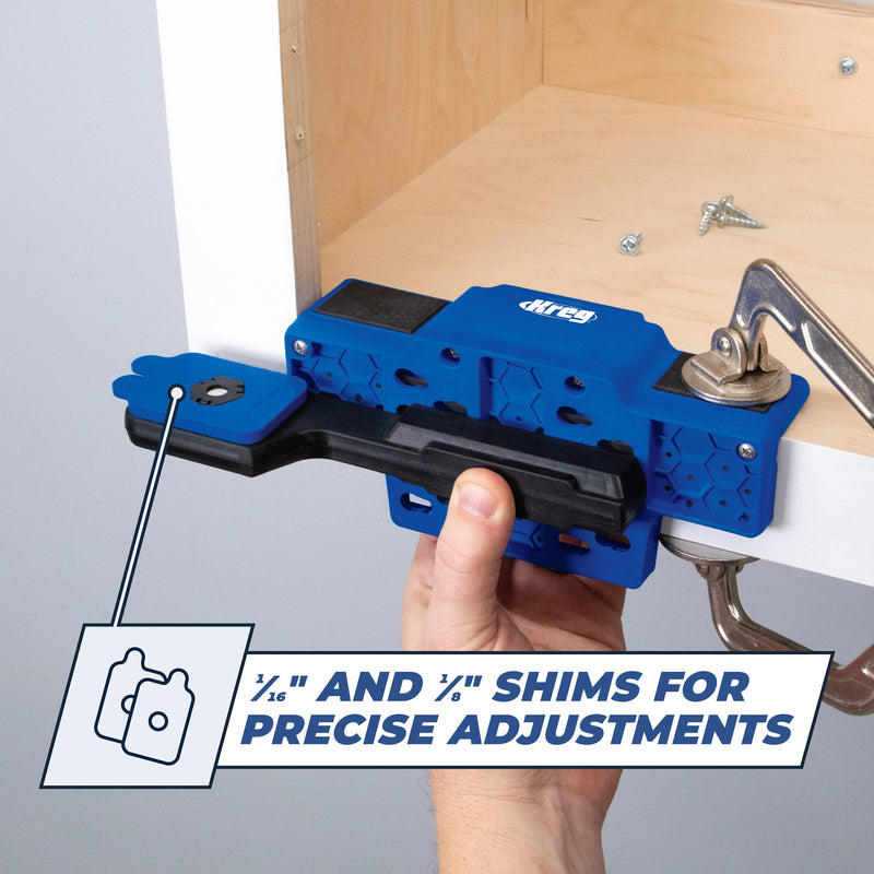 Kreg KHI-CDIJ Cabinet Door Mounting Jig - for Frameless or Face-Frame Cabinet Doors - Easily Adjustable - for Attaching Hinges - Holiday Home Improvement Gifts for Him