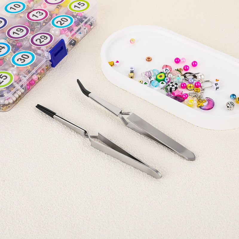2 Pieces Rubber Tipped Tweezers Set Reverse Stainless Steel Cross Locking Tweezers PVC Tips Bent and Straight Flat Tip Tweezers Stamp for Coins Jewelry Hobby Crafts Industrial Electronic