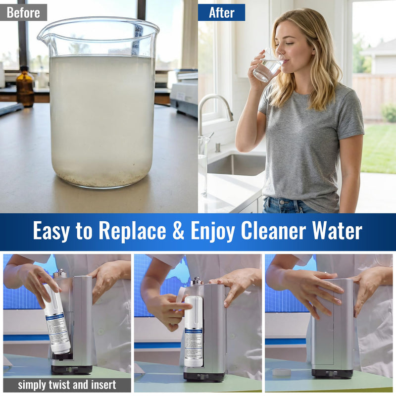 1 Pcs Replacement Internal Active Carbon Water Filter Compatible with Alkadrops pH3.5-10.5 Alkaline Ionizer, NSF Certificated, Purify Water Quality & Improve Taste for Household Daily Use