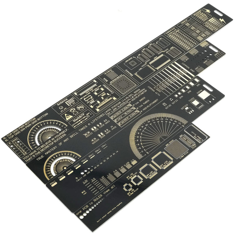 Mayata 3PCS/4PCS 15cm 20cm 25cm 30cm Multifunctional PCB Ruler Measuring Tool Resistor Capacitor Chip IC SMD Diode Transistor Package 180 Degrees (4pcs/lot)
