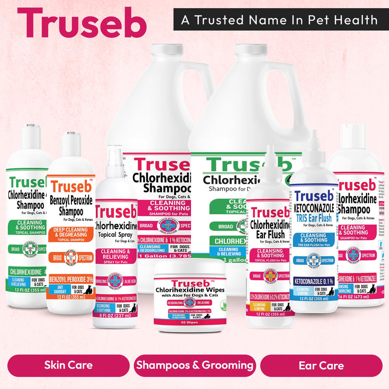 Truseb Medicated Topical Ketoconazole and Chlorhexidine Spray for Dogs, Cats, and Horses with Essential Fatty Acids, Ketoconazole Spray Aloe and Vitamin E (Ketoconazole & Chlorhexidine Spray, 16 oz) Ketoconazole & Chlorhexidine Spray