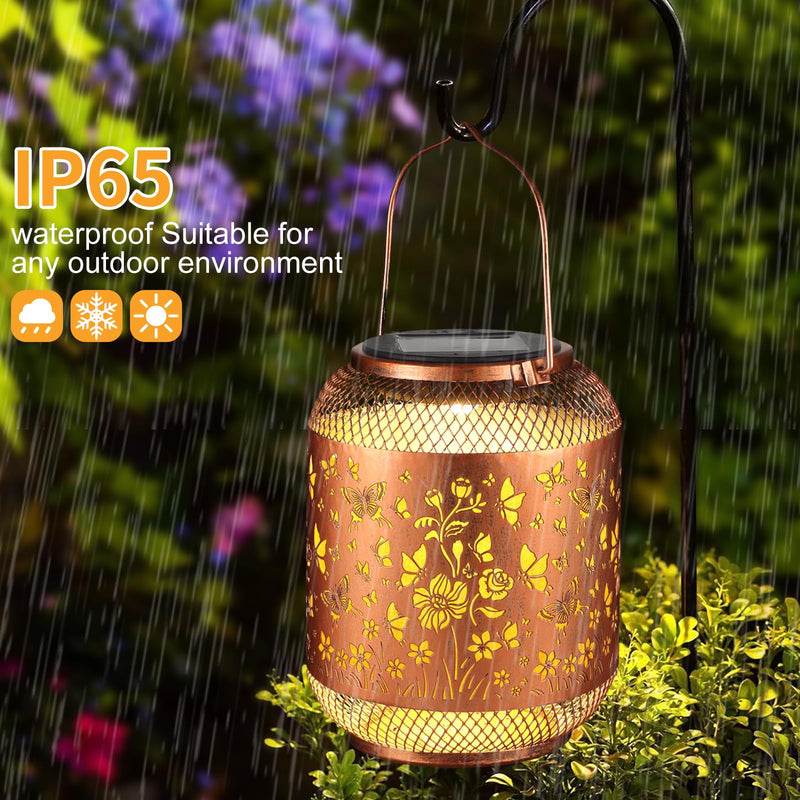 Butterfly Solar Lanterns Outdoor, Birthdays Gifts for Women Mom Grandma, Metal Waterproof Hanging Hollow Out Garden Decorative Solar LED Light for Yard, Patio, Lawn, Porch, Backyard Style_Butterfly - NewNest Australia