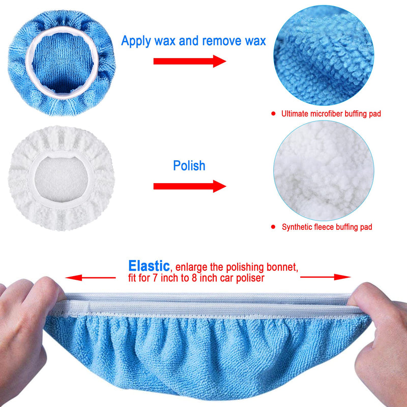 SIQUK 16 Pieces 7 Inch Buffing Pads Foam Polishing Pad Kit Polisher Pads Bonnets Wax Buffer Polish Pads Car Buffer Attachment for Drill Orange,Yellow,White,Blue,Black