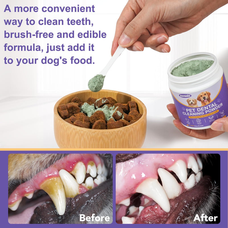 Dog Dental Powder,Dog Teeth Cleaning Powder,Plaque Off Powder Dog,Remove Food Residue and Tartar,Eliminate Oral Odor,Dog Breath Freshener-100G