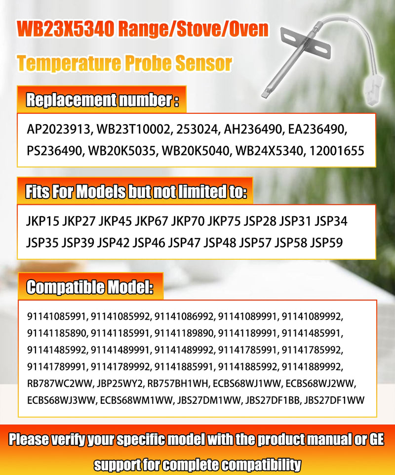 WB23X5340 Range/Stove/Oven Temperature Sensor Fits for GE Oven,Replaces AP2023913,WB23T10002,253024,AH236490,EA236490,PS236490,WB20K5035,WB20K5040 ETC
