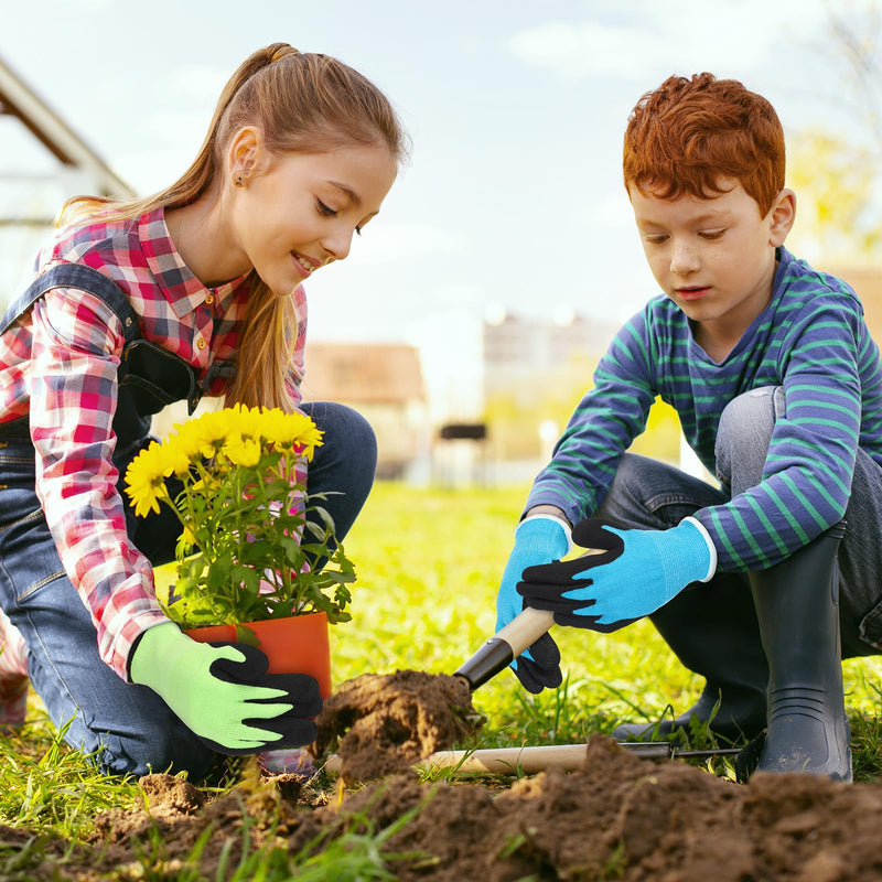 Jeyiour 30 Pairs Kids Gardening Gloves Yard Work Gloves Non Slip Children Soft Safety Rubber Coated Gloves for Kids Children 6-12 Years