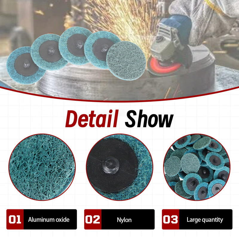 findmall 50Pcs 2 Inch Blue Quick Change Surface Prep Conditioning Discs, Fine Grit for Cleaning, Finishing and Deburring on Metals