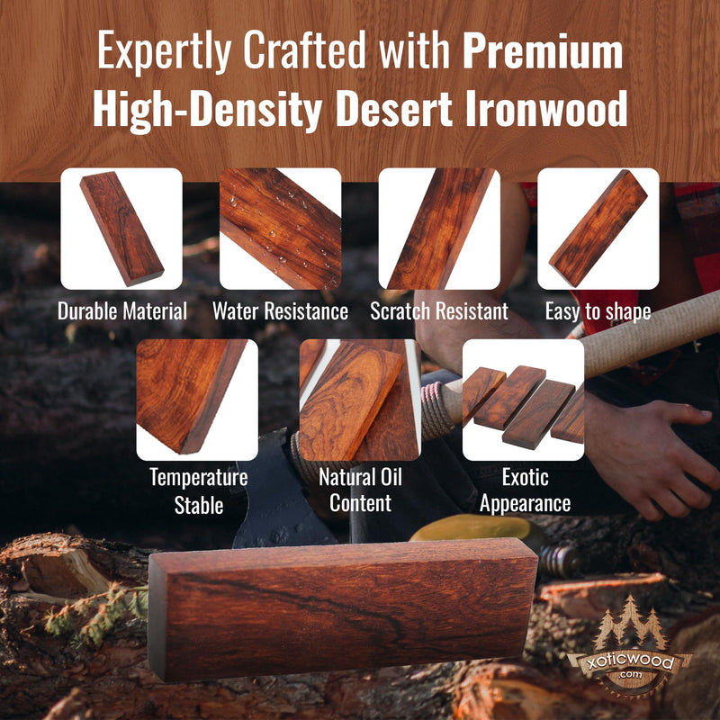 IECAP LLC 4 Pieces Ironwood Knife Scales - Natural Wood Knife Handle Material – Knife handle Scales for DIY Crafts - Size 4.72 x 1.57 x 0.39 Inch