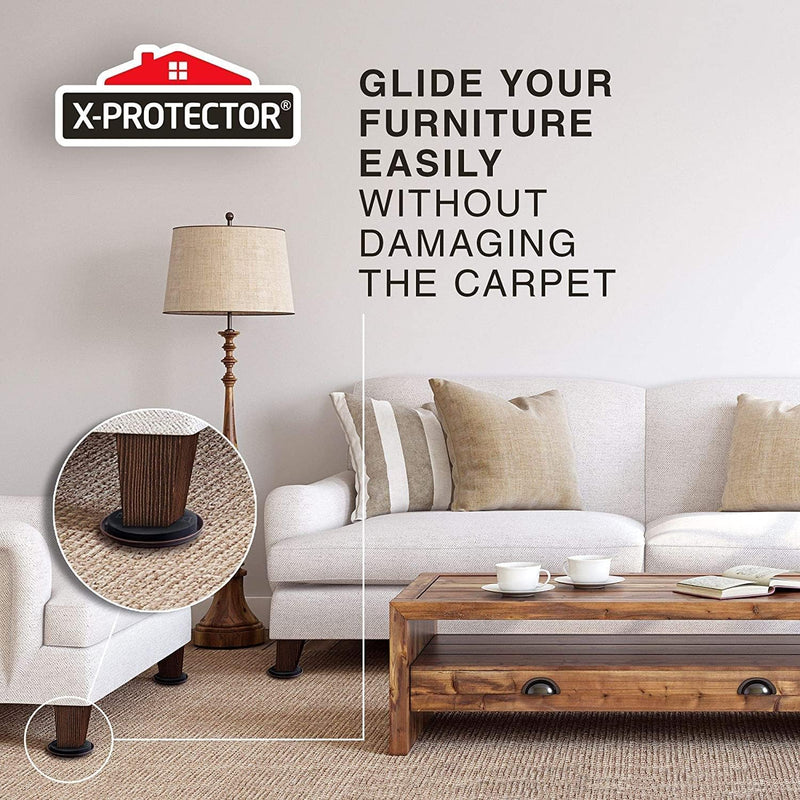 Furniture Sliders for Carpet X-PROTECTOR - 24 PCS Moving Pads 3 1/2" - Sliders for Furniture. Move Your Furniture Easily with Reusable Furniture Moving Sliders for Carpets! 24 PCS 3.5", For Carpet