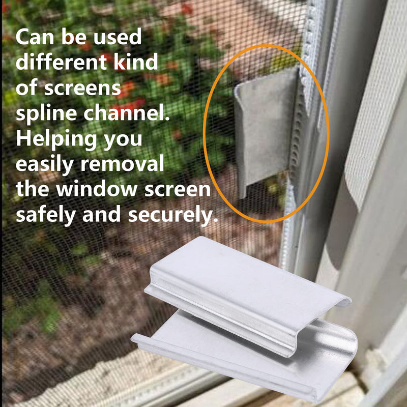 Durable Window Screen Spline Channel Pull Lift Tabs, Aluminum Anti-UV Don’t Broken Like Plastic Pull Tabs in Sunlight, Sliver, C Shape, 20 PCS