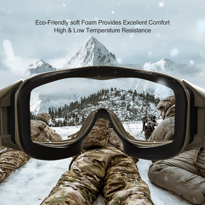 xaegistac Tactical Airsoft Goggles Anti Fog Military Glasses, Ballistic Safety Goggles for Shooting Hunting Khaki