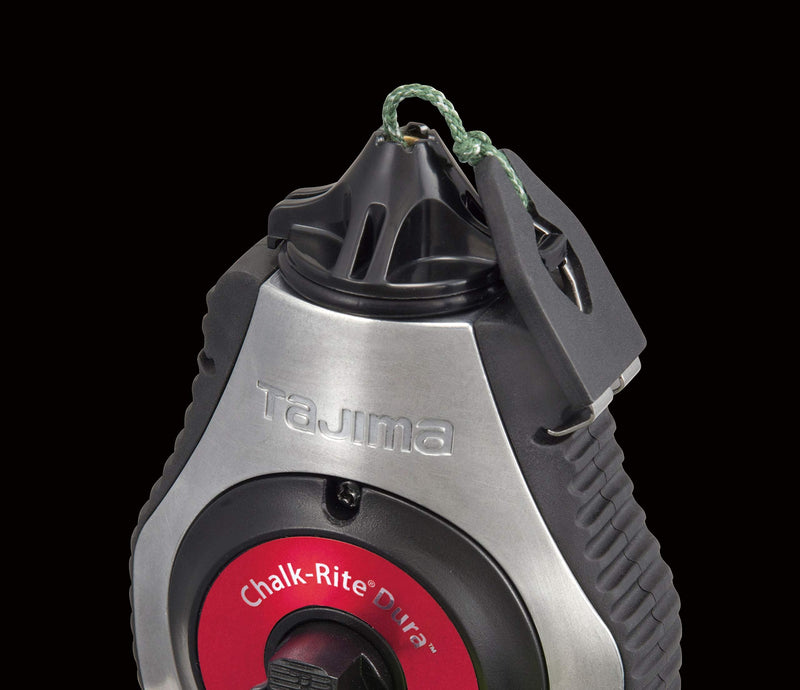 TAJIMA Chalk Line - Chalk-Rite Dura Chalk Box with Extra Bold 1mm Snap Line & Integrated Handle Release - CR401S Red - Bold