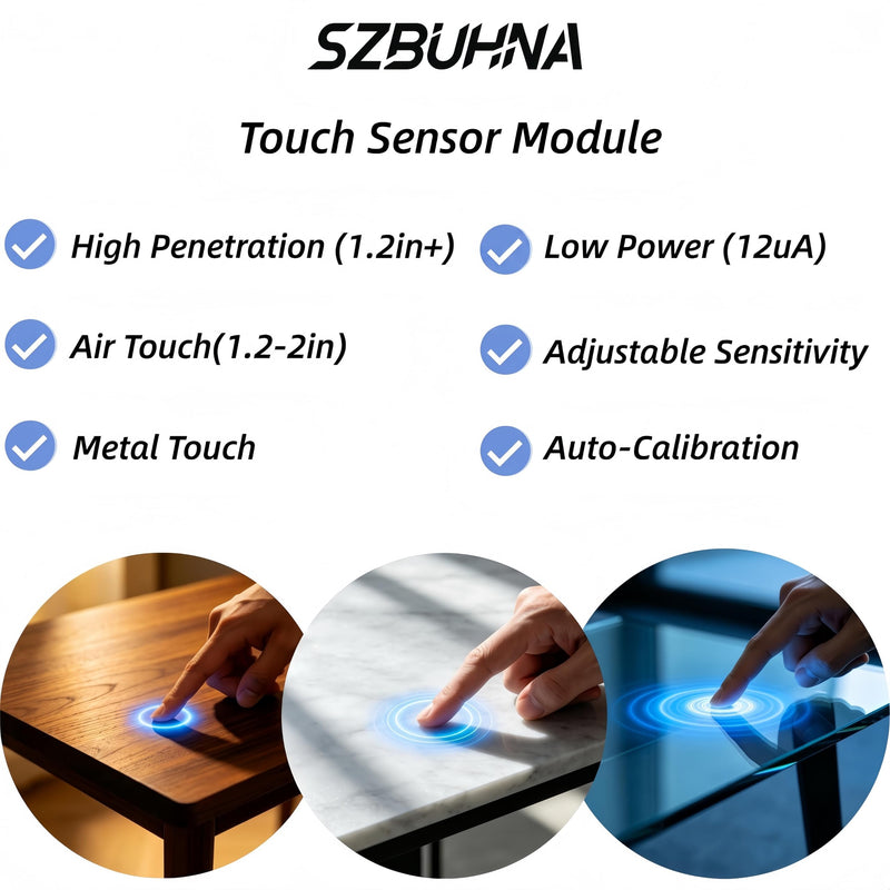 Capacitive Touch Sensor Module – 1.2in Penetration Through Wood/Plastic/Glass/Stone,Proximity Sensor, Air & Metal Touch Button Switch for Arduino ESP32 Raspberry Pi DIY Electronics 3.3V 5V Latch-Free