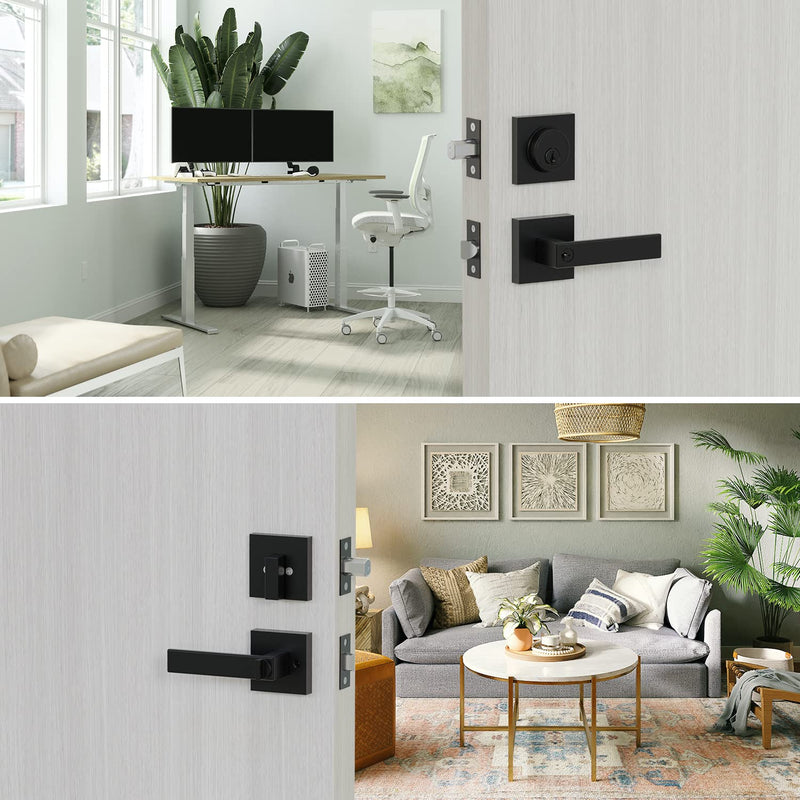 HIDALIFE Front Door Lock Set,Keyed Alike Heavy Duty Exterior Door Lock Set,Entry Door Handle and Single Cylinder Deadbolt Combo for Office and Home Security (1 Pack and Light)