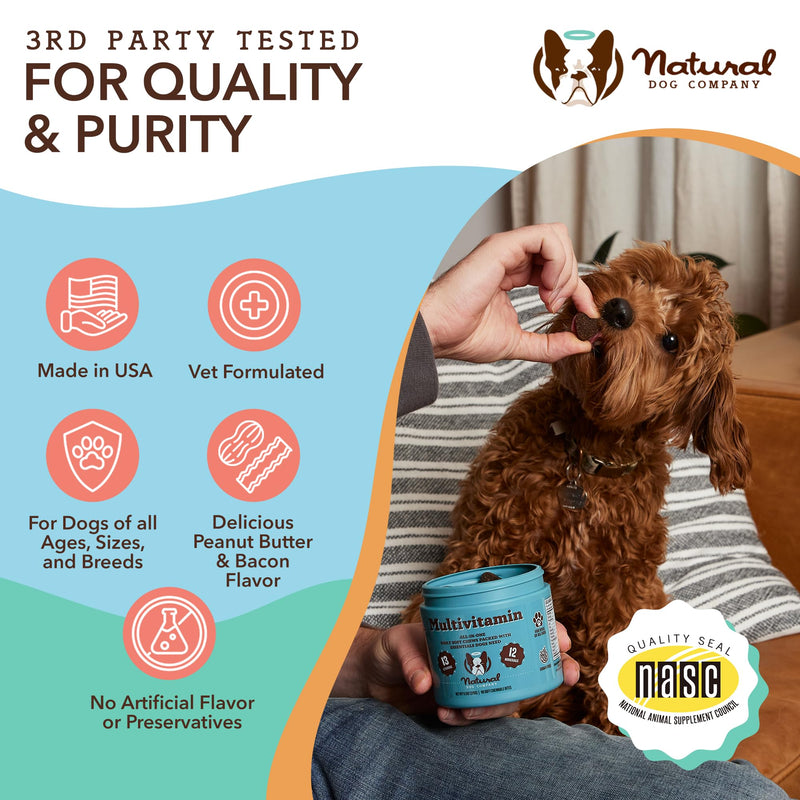 Natural Dog Company Dog Supplements for Seniors & Active Dogs - Multivitamin Chews & Hip & Joint Relief - Complete Nutritional Support for Joint Health, Vitamins for Dogs, Energy, & Vitality - PawsPlanet Australia