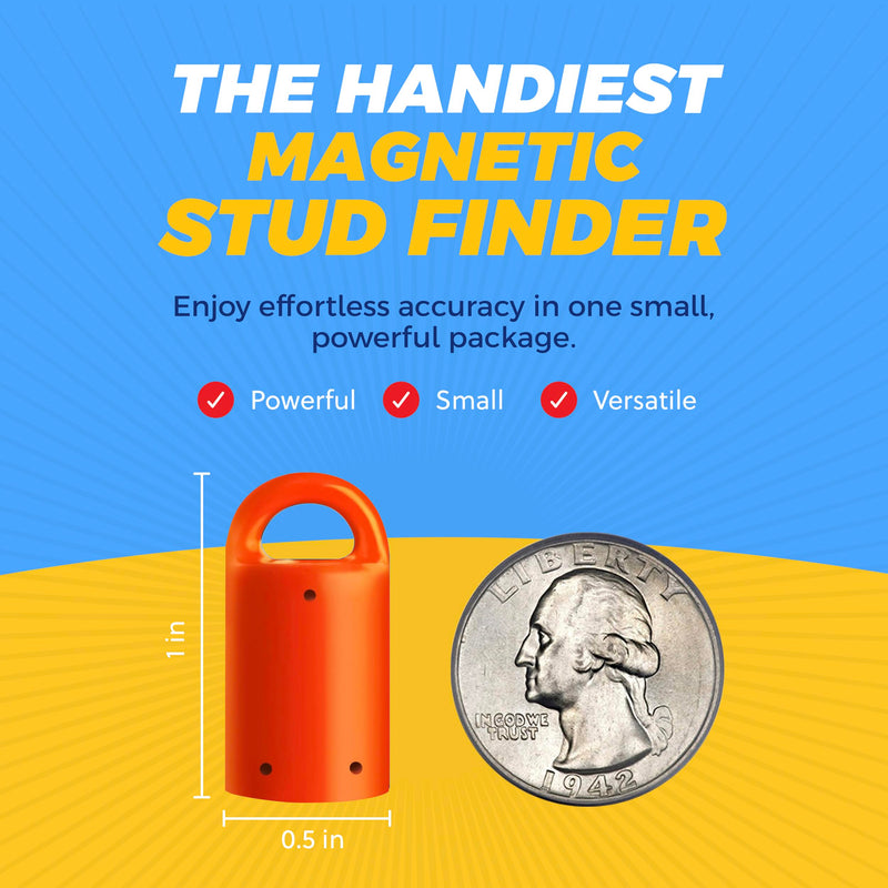 MagnetPal Magnetic Wall Stud Finder - Small Easy Behind Wall Stud Finder, Wood Finder, Tool for Finding Studs (3 Pack) (Orange) Orange
