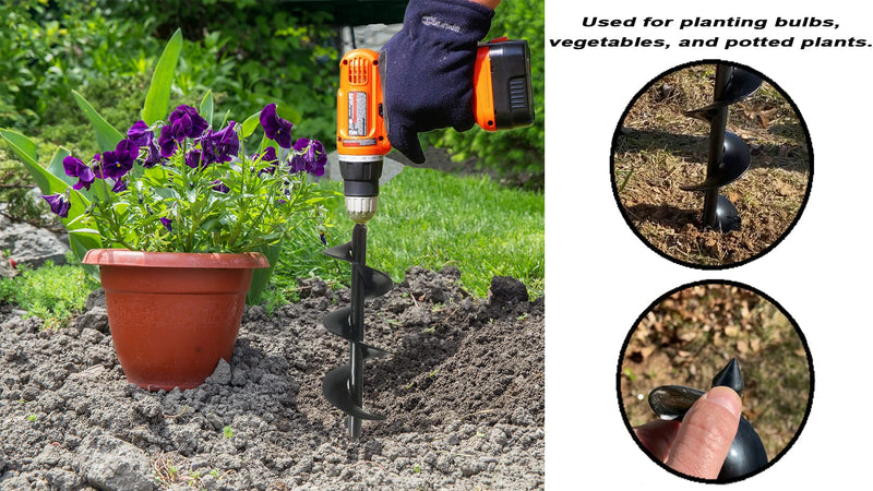 Ashman Auger 12inch One Pack, Garden Plant Flower Bulb Auger for Planting Bulb seedlings