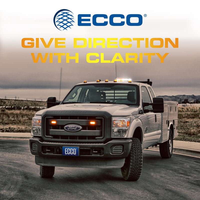 ECCO LED High-Intensity 3 LED Directional Amber Surface Mount 0.4 amps 12V 24V Waterproof 21 Flash Patterns Warning Light for Truck off Road car Commercial Vehicles, 5 Year Warranty