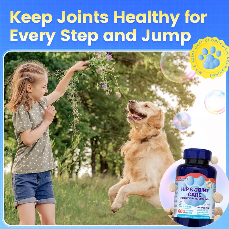 Glucosamine for Dogs, Hip & Joint Supplement for Dogs Cats, Glucosamine Chondroitin for Dog Supports Joint Health and Joint Pain Relief, Chicken Flavored for All Breeds and Sizes, 120 Tablets