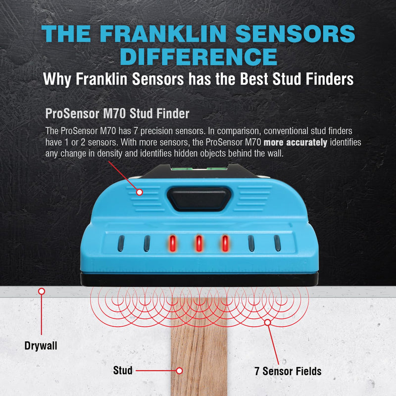 Franklin Sensors ProSensor Sapphire 7500 Stud Finder with 7-Sensors, Wood & Metal Stud Detector/Wall Scanner, Made in The USA Blue