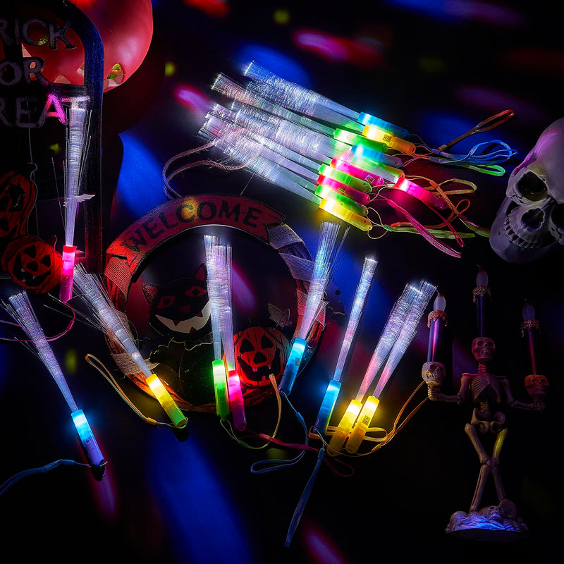 Kasyat 10 Pieces Fiber Optic Light Wand Stick Glow Flashing Wands Small Fiber Optic Wands LED Flashing Sticks LED Fiber Wands Colorful Flashing LED Wands for Christmas Party Favors Classic Color