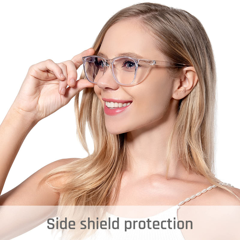 MORK&SUKY Safety Glasses, Stylish Goggles With No Fog Lense, Alternatives To Regular Protective Eyewear For Lab and Nursing. Transparent