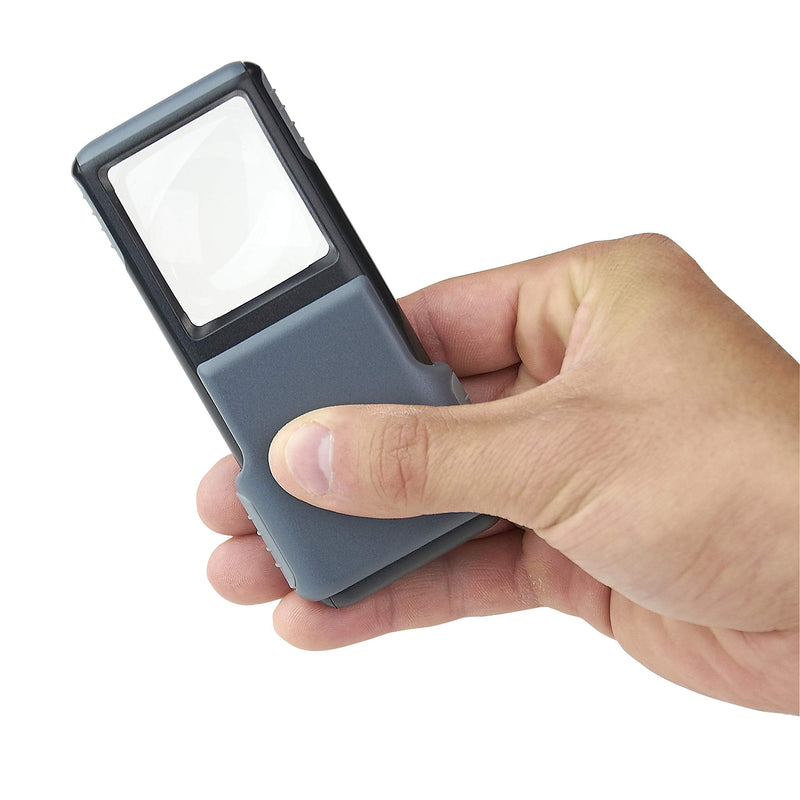 Carson 5x MiniBrite LED Lighted Slide-Out Aspheric Magnifier with Protective Sleeve - Set of 4 (PO-55MU),Gray Pack of 4