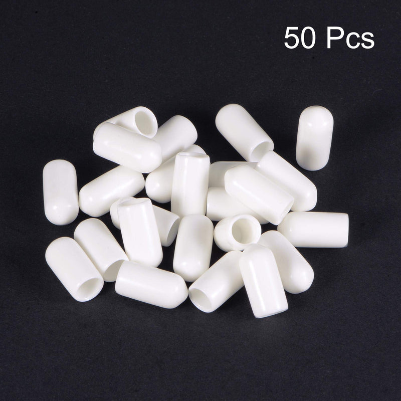 uxcell 50pcs Round Rubber End Caps 1/4"(6mm) White Vinyl Cover Screw Thread Protectors 6mm