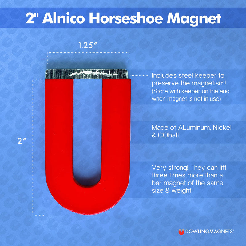 Dowling Magnets DO-731015 Magnets Alnico Horseshoe Magnet (2 inches high) with keeper Red