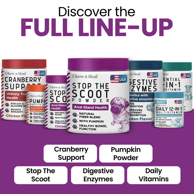 Glands Bowel Support - 14 oz of Stop the Scoot Powder for Scooting, Healthy Anal Glands, and Digestive Health - Made with Pumpkin Powder for Dogs 14 oz.