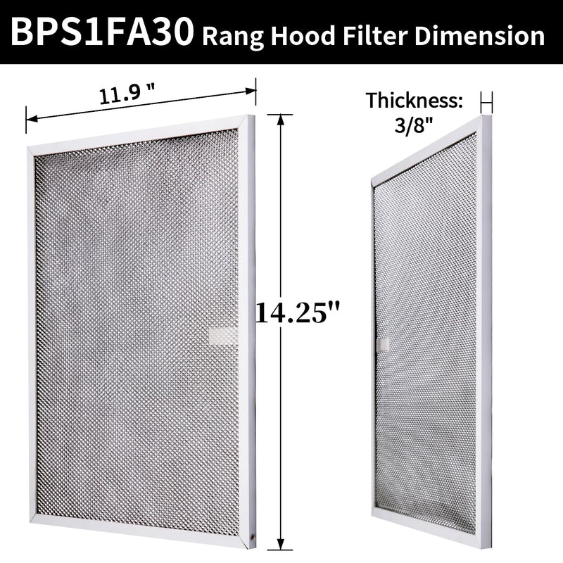 BPS1FA30 Range Hood Filter 11-3/4"X 14-1/4"X 3/8" for 30-Inch Broan Nutone QS1 WS1, Allure Grease Filter, Replaces 99010299,S99010305,AP3378953 Range Hood Filters Replacement Aluminum(2 Pack) Silver-2pcs