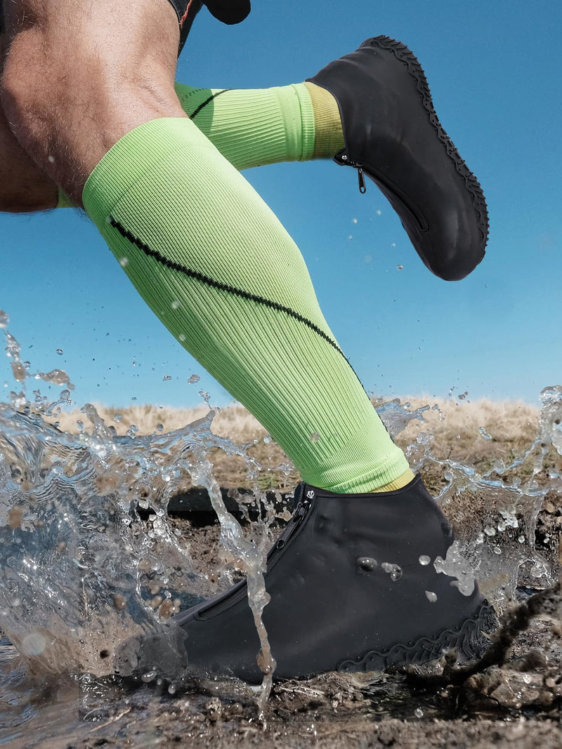 Waterproof Rain Shoe Covers, Silicone Overshoes with Zipper Non-slip Galoshes for Men and Women XL(Women 11-13, Men 9.5-13) Black