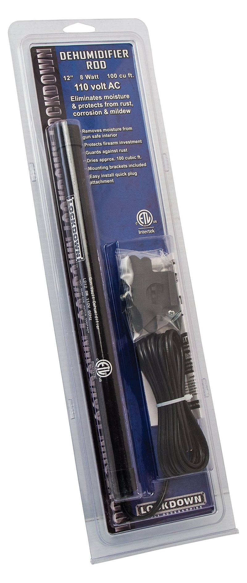 Lockdown 12' Dehumidifier Rod with Low Profile Design and Easy Installation for Gun Vault Humidity Control and Rust Prevention 110 volts 12 inches