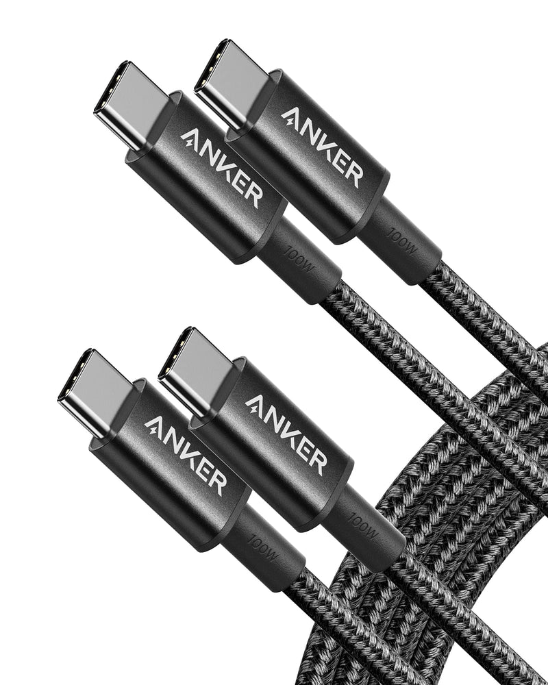 Anker USB C to USB C Cable (6FT, 2Pack), Type C 100W Charger Cord Fast Charging for iPhone 16 Series,MacBook Pro 2020,Pixel And More(USB 2.0,Black) Black 6ft