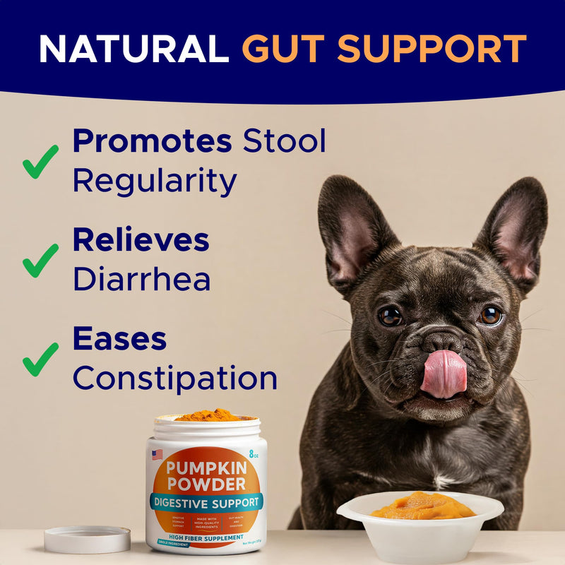 Pumpkin Powder for Dogs - High Fiber for Dogs Stool Softener - Treat Diarrhea, Constipation, Upset Stomach, Food Sensitivity - Made in USA - 7.4 oz Oragnic Pumpkin